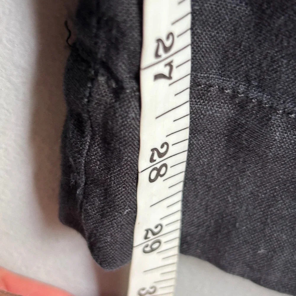 Everlane Way-High Drape Pant Black 100% Linen Wide Leg Pleated Trouser Size 16